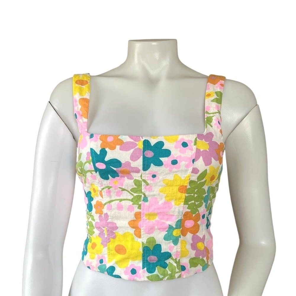Show Me Your Mumu Floral Corset Crop Top Small‎ Retro Coachella Festival Summer